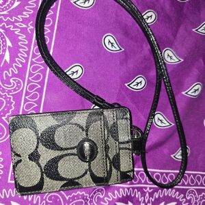 Chic Black and Cream Coach ID Holder